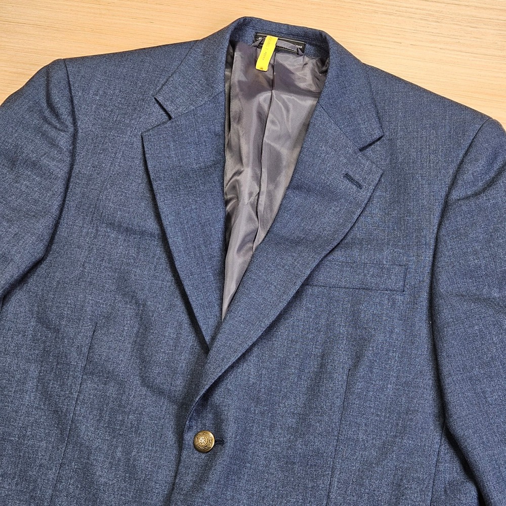 Meeting Street Blazer Mens 40R Blue Wool Blend Gold Crest Buttons Sport Coat